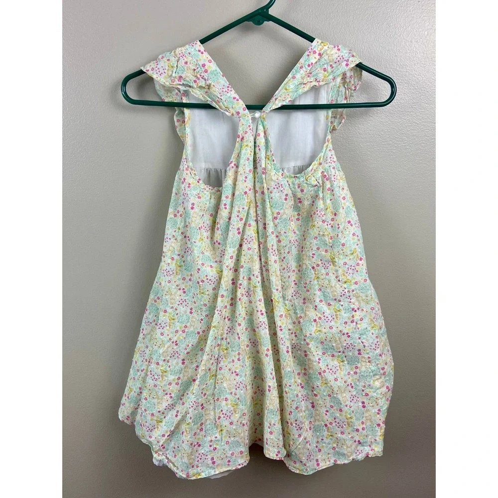 Shabby‎ Chic Girls Floral Bunny Swiss Dot Ruffle Dress Pastel Pink Yellow Size 7
